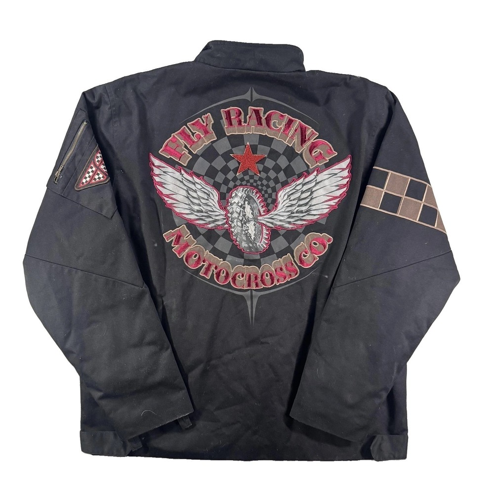 Fly Racing Jacket Mens 2XLT Black Checkered Motocross Full Zip Insulated Lined